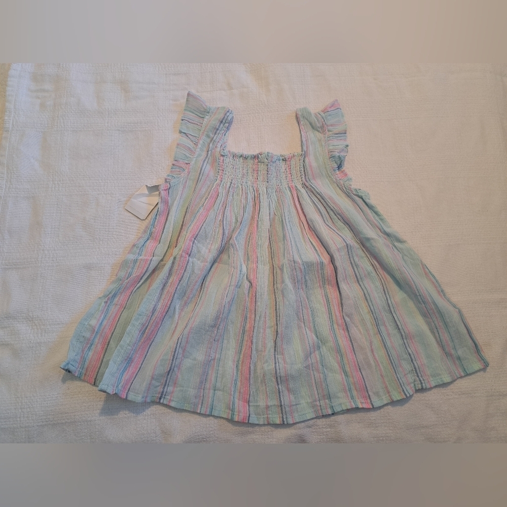 Oshkosh girls size 7 sleeveless ruffle shoulder striped top, New